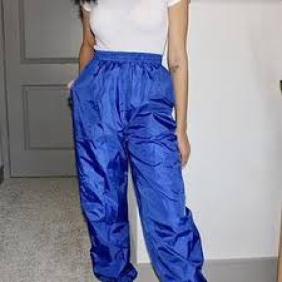 Vintage Nylon Royal Blue Athletic Track Pants Varsity Joggers M - Picture 8 of 12